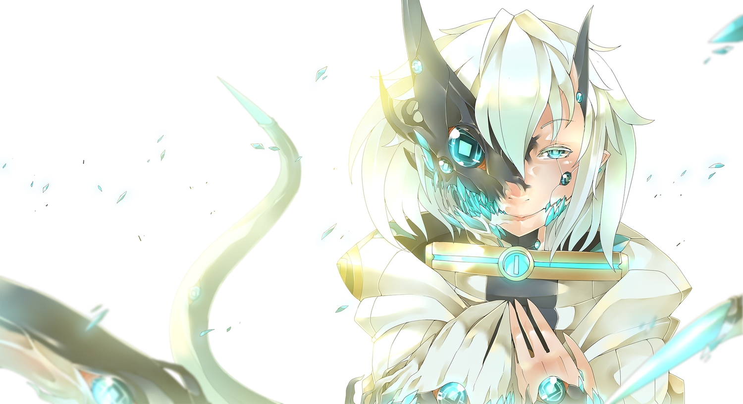 blue_eyes, horns, original, pale_blue, short_hair, sinlaire, tail, white_hair