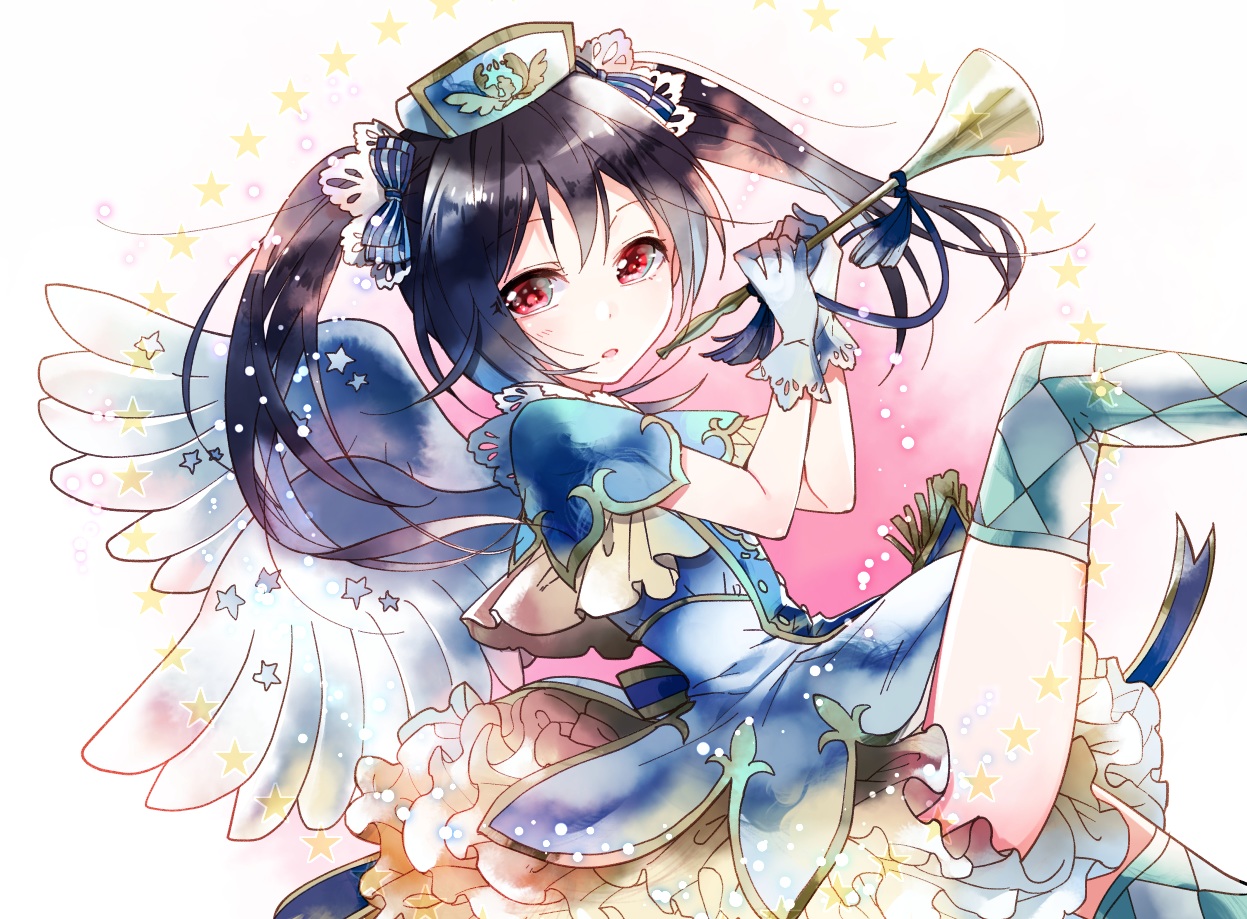 black_hair, instrument, love_live!_school_idol_project, red_eyes, skirt, twintails, wings, yazawa_nico