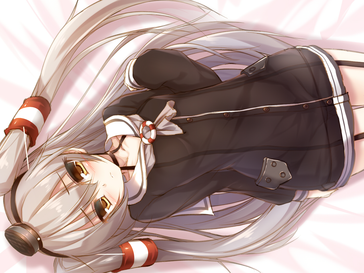 amatsukaze_(kancolle), anthropomorphism, blush, gray_hair, headband, kantai_collection, long_hair, syroh