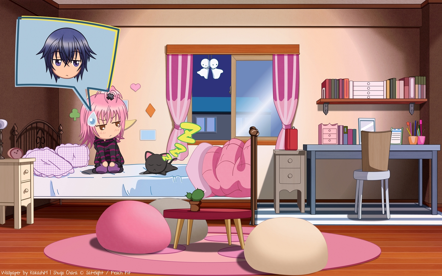 animal, cat, hinamori_amu, shugo_chara, tsukiyomi_ikuto, watermark
