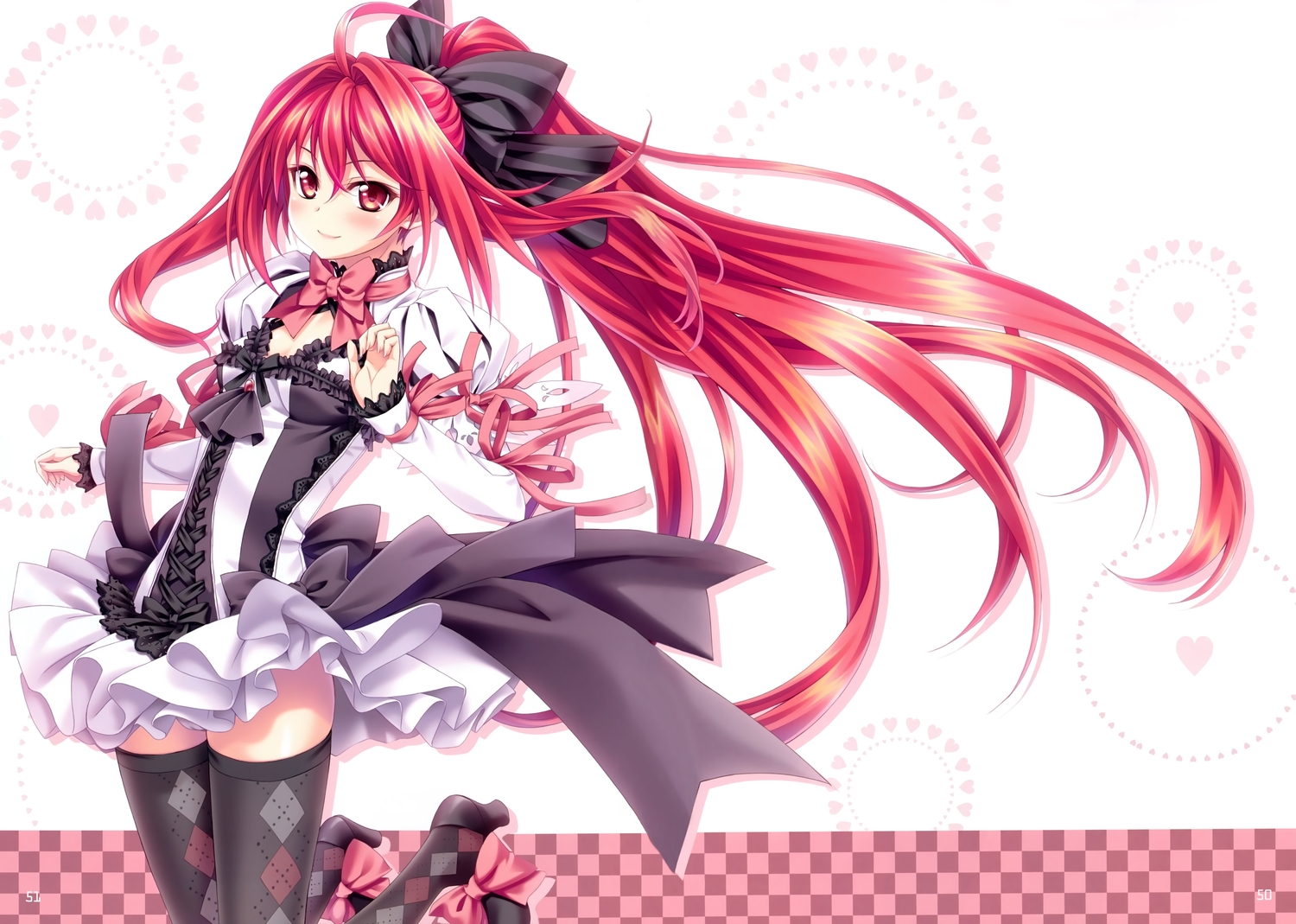 blush, bow, corticarte_apa_lagranges, dress, kannatsuki_noboru, long_hair, ponytail, red_hair