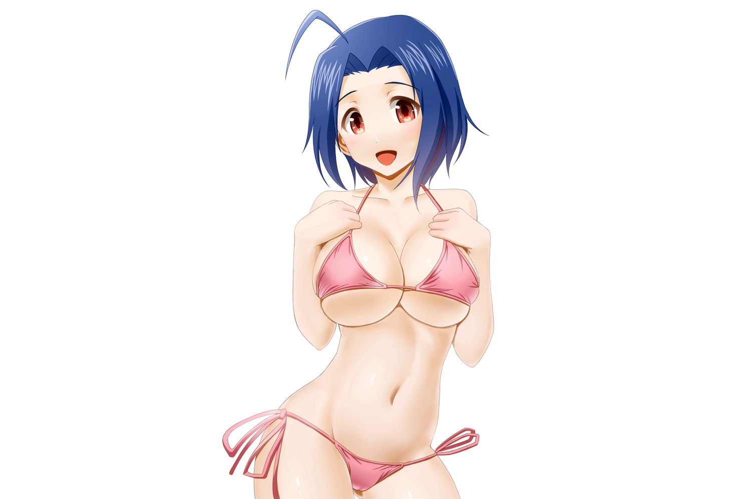 cameltoe, idolmaster, miura_azusa, swimsuit, takahirokun, third-party_edit, white