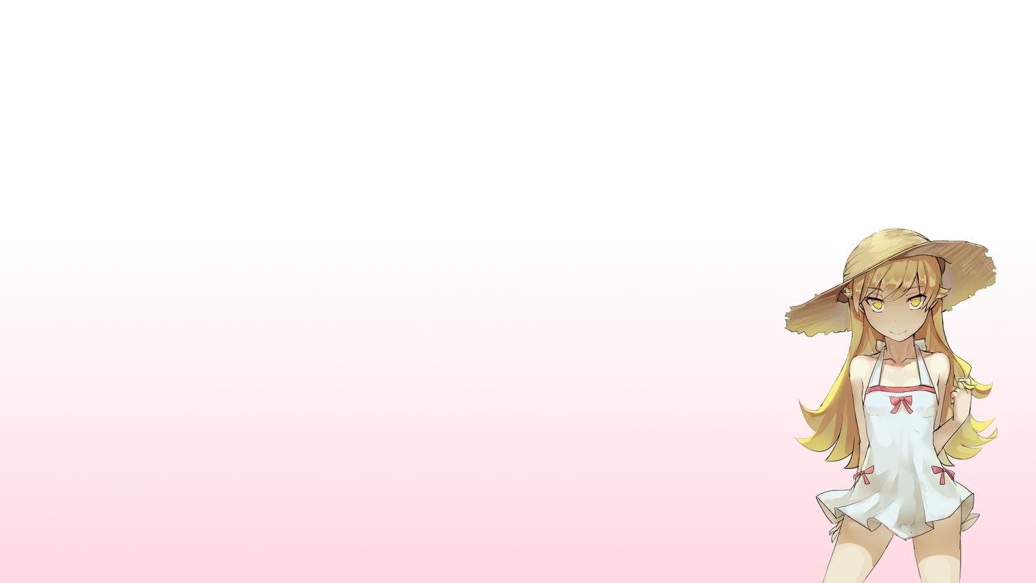 blonde_hair, dress, gradient, hat, loli, long_hair, monogatari_(series), nisemonogatari