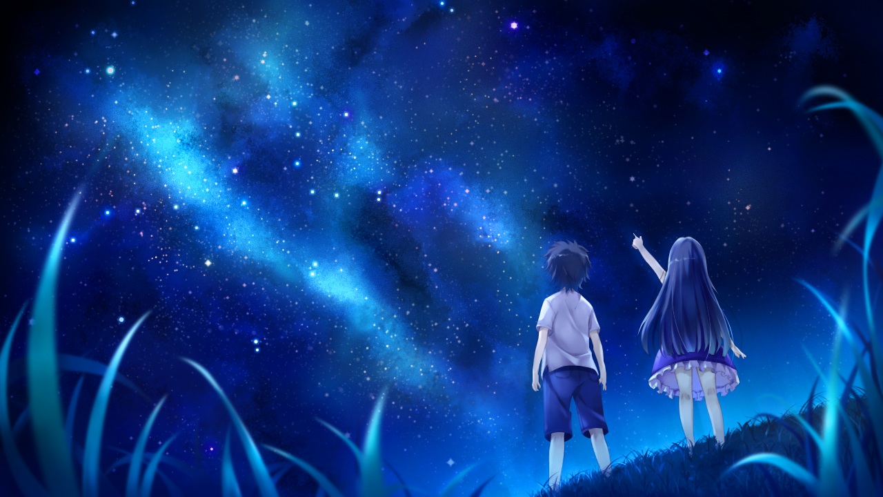game_cg, grass, hoshi_no_ne_sanctuary, marmalade, naruse_hirofumi, night, sky, stars