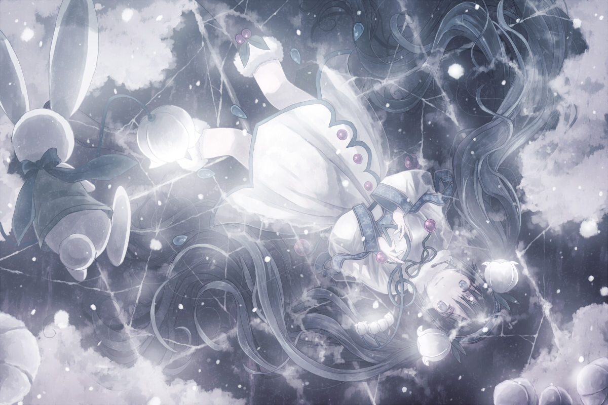 animal, hatsune_miku, rabbit, twintails, vocaloid, yakka, yuki_miku, yukine_(vocaloid)