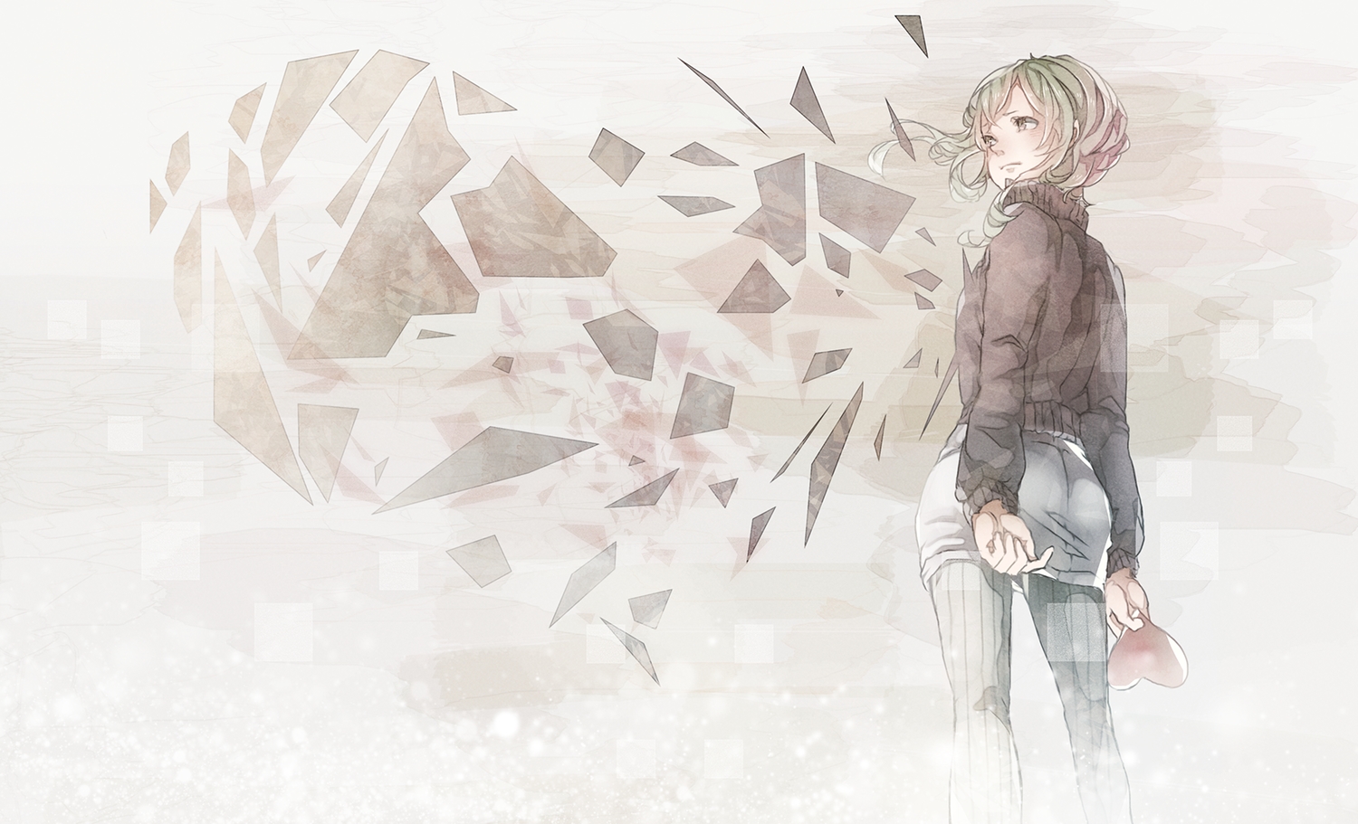 green_hair, gumi, mizutame_tori, pantyhose, short_hair, skirt, vocaloid
