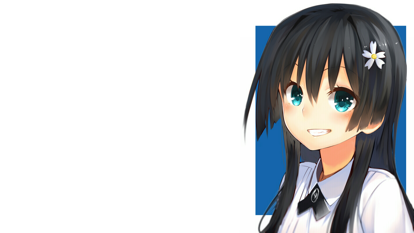 black_hair, blue_eyes, flowers, kawakami_masaki, long_hair, saten_ruiko, to_aru_kagaku_no_railgun, to_aru_majutsu_no_index