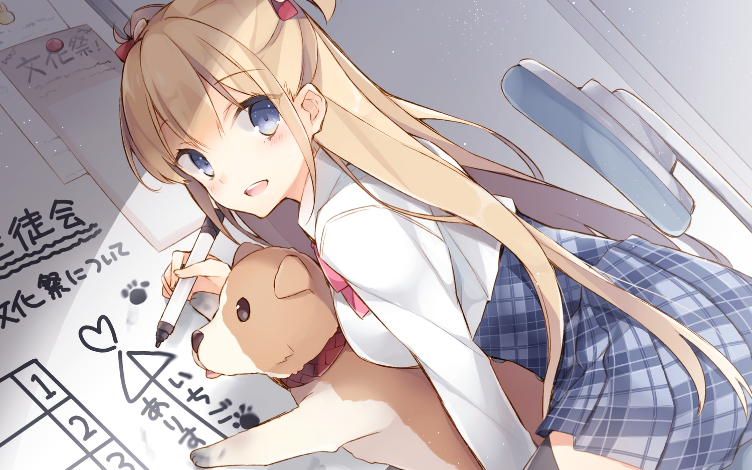 alice_third_macy, animal, blonde_hair, blue_eyes, cube, enomoto_hina, koi_suru_kanojo_no_bukiyou_na_butai, long_hair