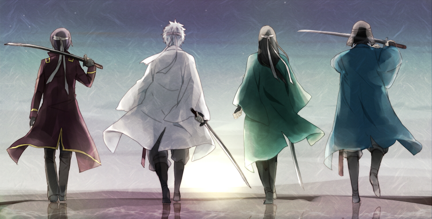 all_male, gintama, katsura_kotarou, male, sakamoto_tatsuma, sakata_gintoki, sss3, sunset