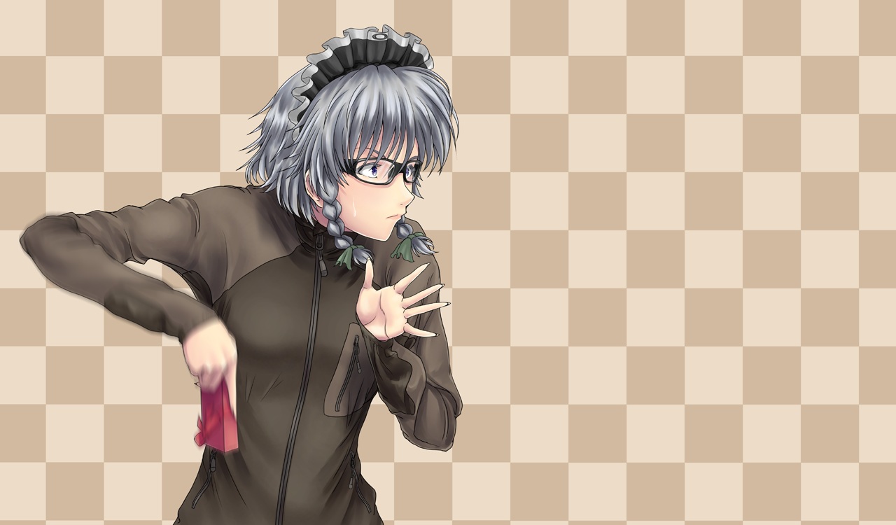 blue_eyes, bow, braids, brown, candy, chocolate, glasses, gray_hair