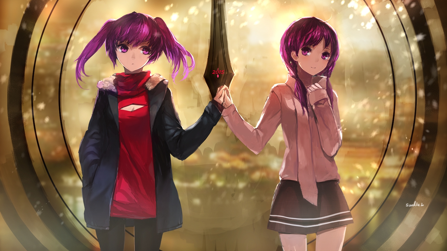 aisha_(elsword), elsword, long_hair, pantyhose, purple_eyes, purple_hair, skirt, swd3e2