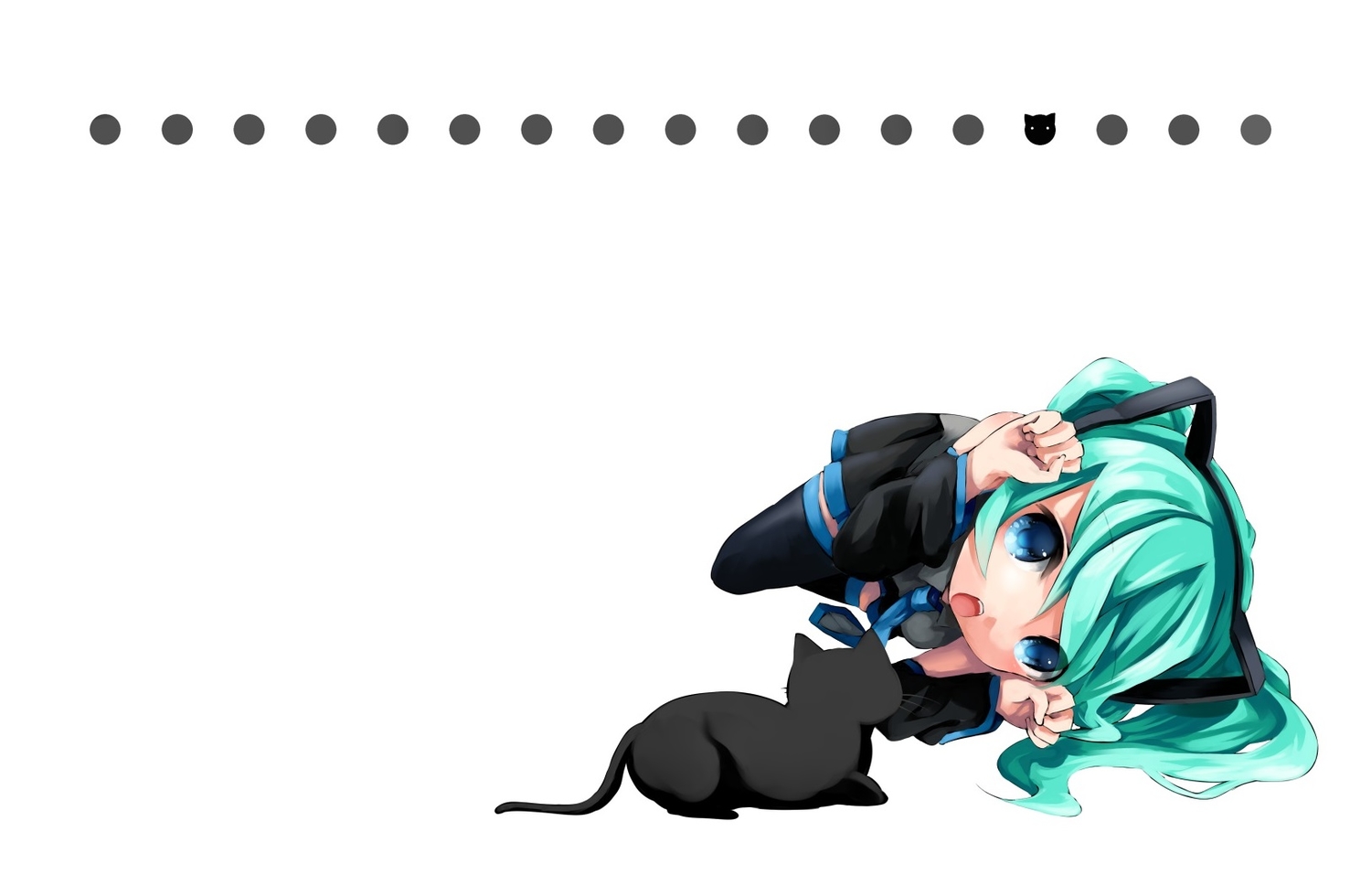 akira_ry0, animal, aqua_hair, blue_eyes, cat, hatsune_miku, skirt, vocaloid
