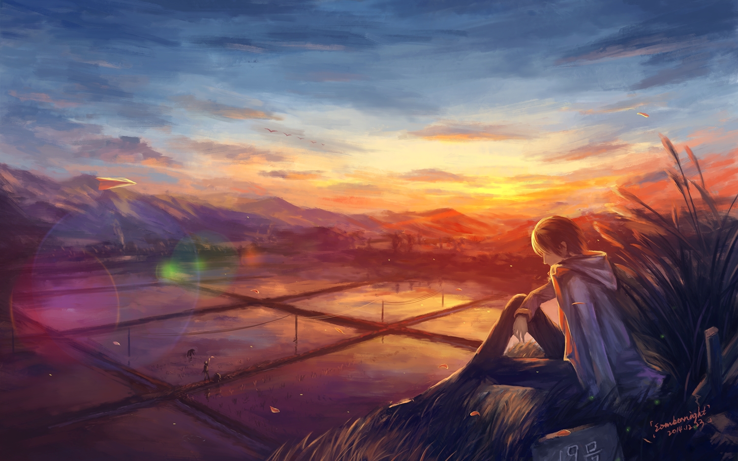 clouds, landscape, male, original, scenic, signed, sky, sombernight