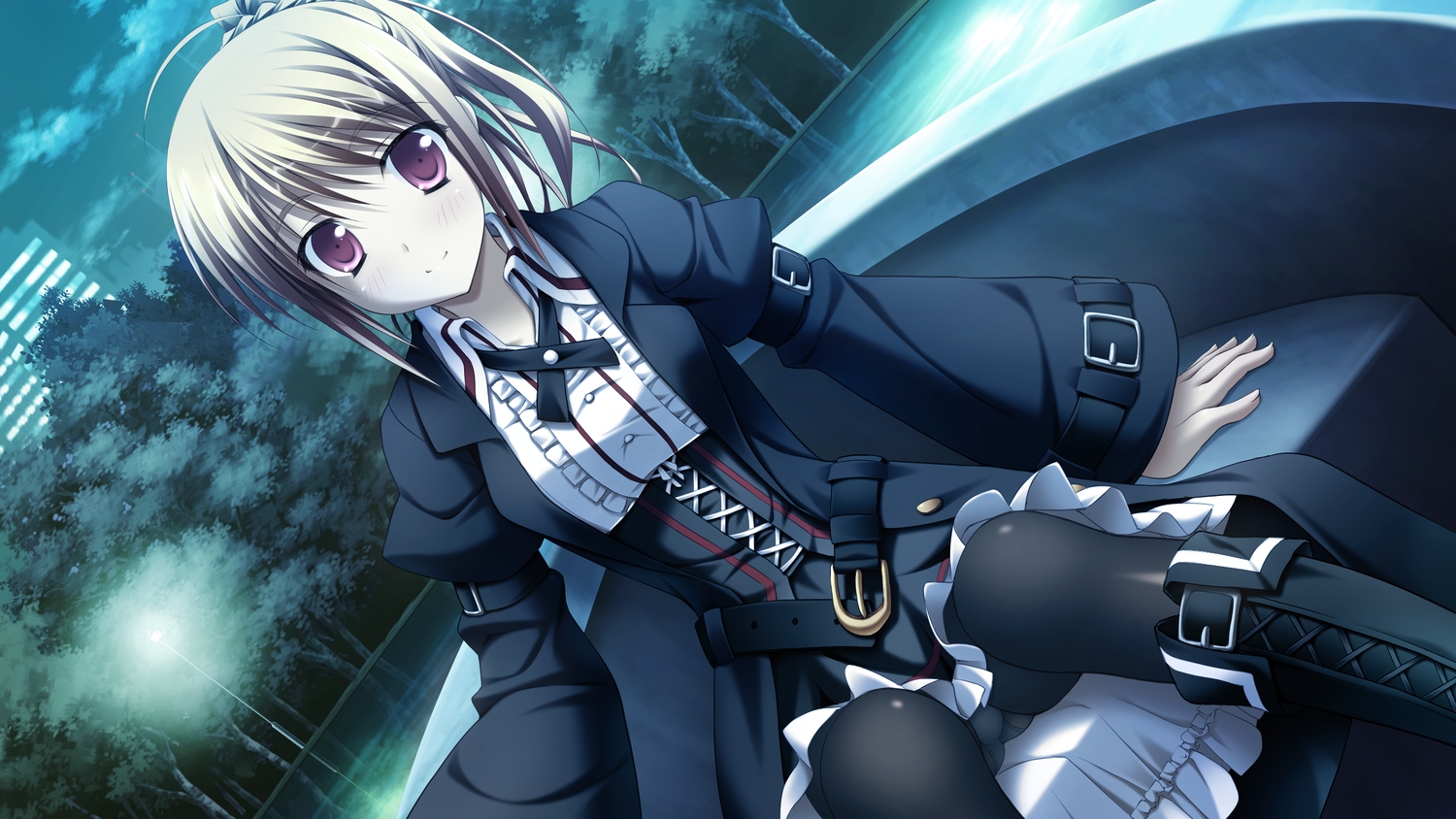 blonde_hair, boots, clouds, dp_minase, francesca_bathory, game_cg, goth-loli, konata_yori_kanata_made_2