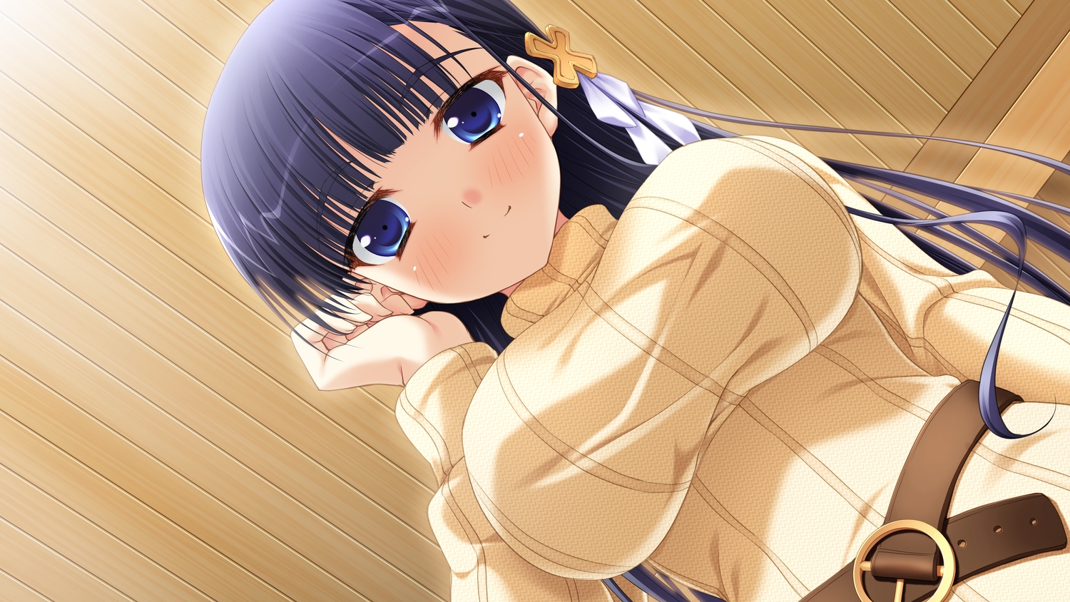 black_hair, blue_eyes, dp_minase, dress, game_cg, kirisima_saki, konata_yori_kanata_made_2, long_hair