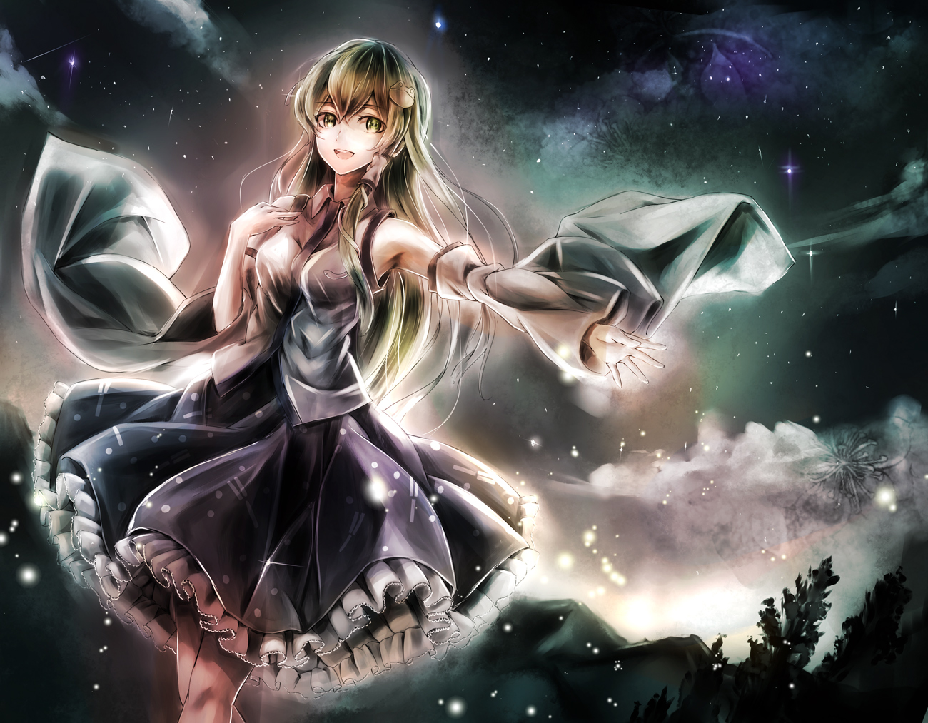 green_eyes, green_hair, jan_(lightdragoon), japanese_clothes, kochiya_sanae, long_hair, miko, skirt