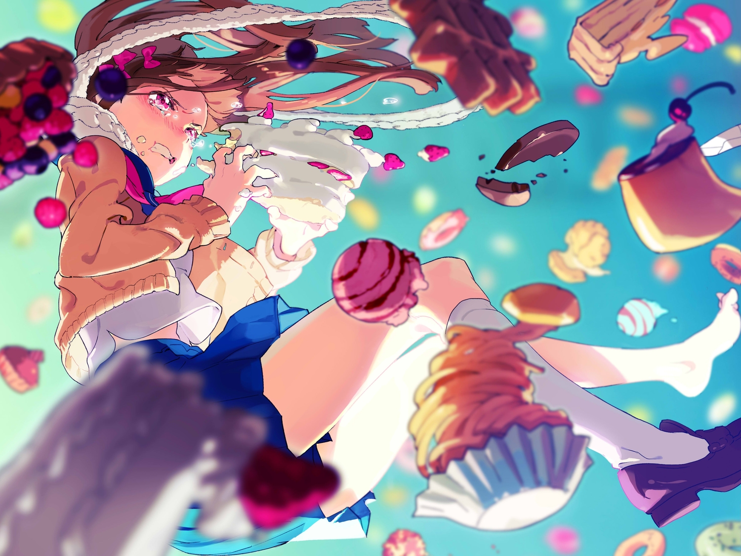 blush, cake, food, jpeg_artifacts, original, yoneyama_mai