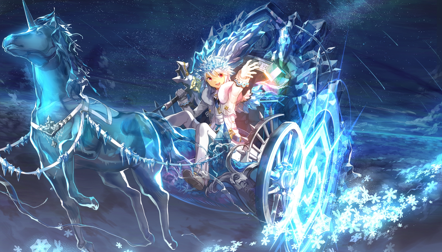 animal, blue, elsword, elsword_(character), horse, magic, red_eyes, scorpion5050