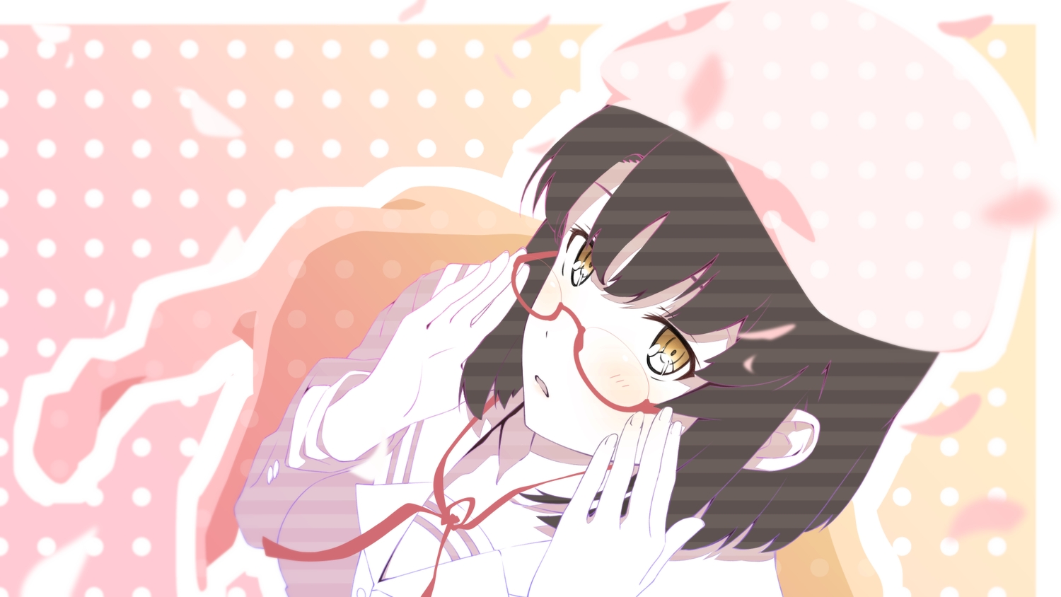 black_hair, glasses, hat, katou_megumi, m-ya, polychromatic, saenai_heroine_no_sodatekata, school_uniform