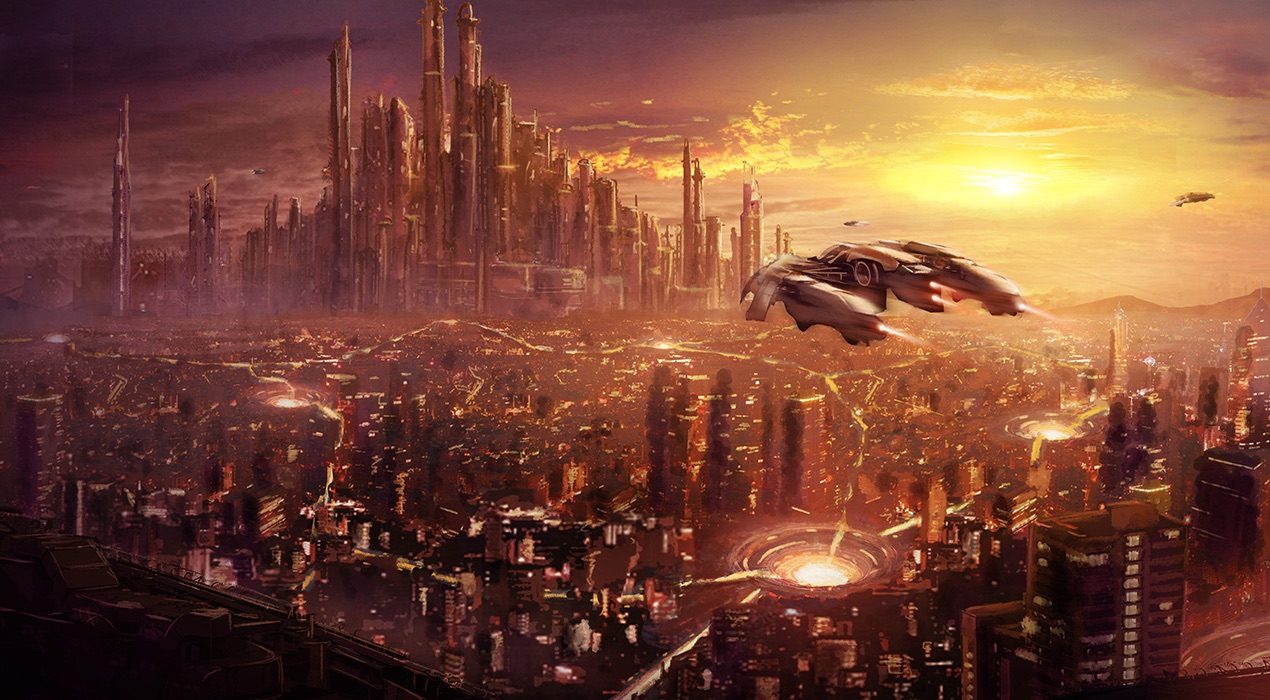 108tooya, aircraft, building, city, clouds, jpeg_artifacts, no_humans, original, scenic, sky, sunset