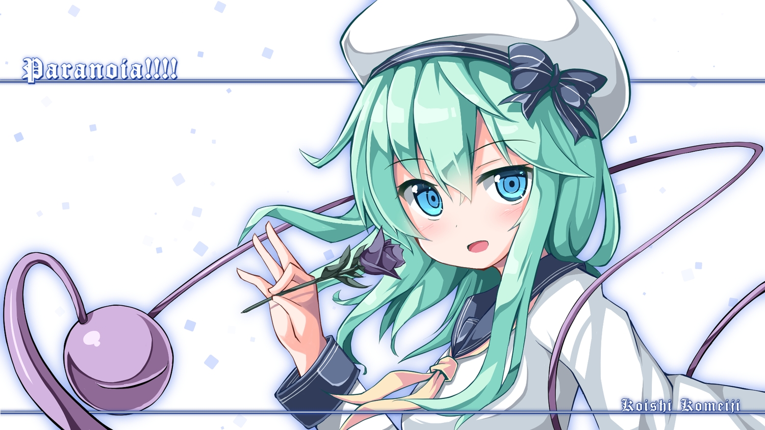 blue_eyes, bow, flowers, green_hair, hat, komeiji_koishi, ominaeshi, touhou
