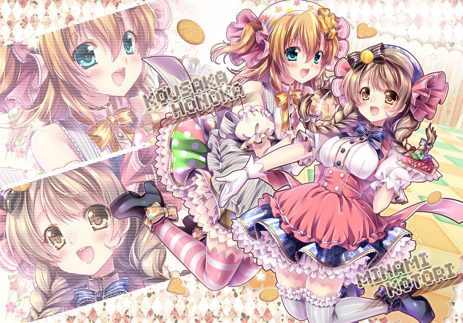 2girls, dress, kousaka_honoka, love_live!_school_idol_project, minami_kotori, sakurano_ru, thighhighs, zoom_layer
