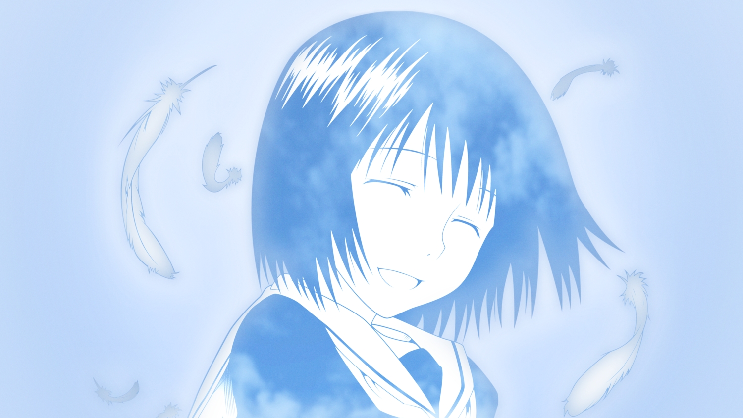 feathers, nakahara_misaki, nhk_ni_youkoso, short_hair, sky