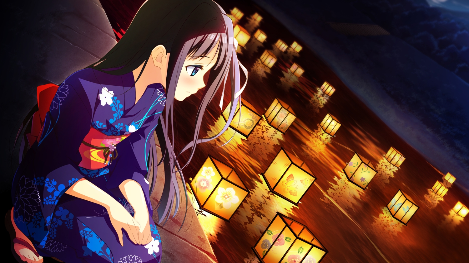 blue_eyes, game_cg, japanese_clothes, long_hair, natsuiro_recipe, ousaka_nozomi, pulltop, scenic