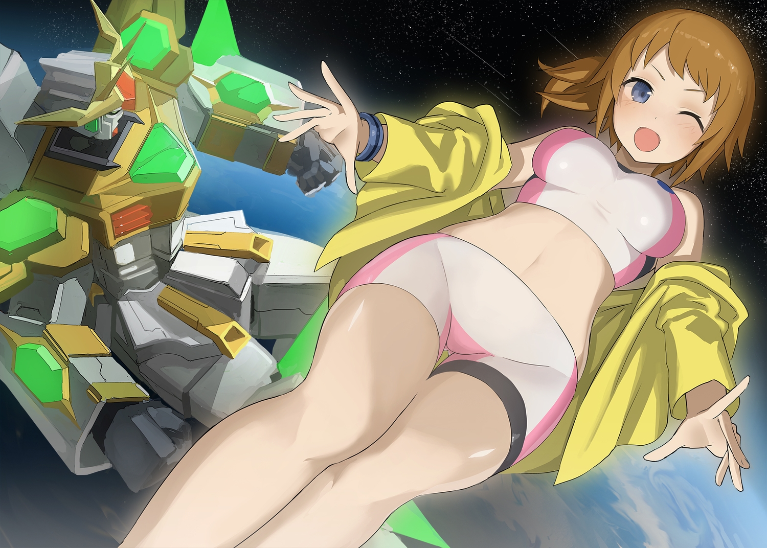 blue_eyes, breasts, brown_hair, ccaw, gundam_build_fighters, gundam_build_fighters_try, gundam_(series), hoshino_fumina