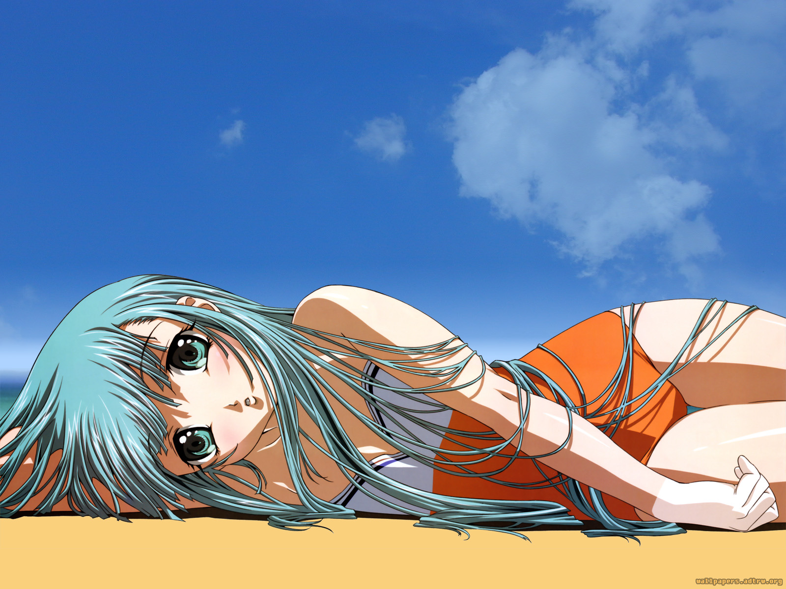 aqua_eyes, aqua_hair, gotoh_keiji, kiddy_grade, lumiere, swimsuit
