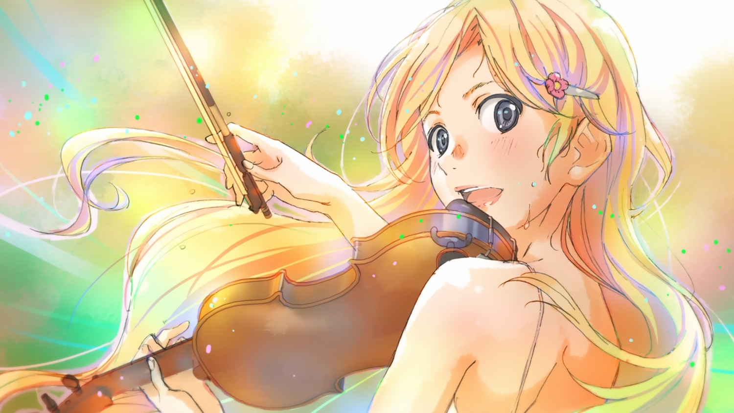 blonde_hair, gray_eyes, instrument, long_hair, miyazono_kaori, polychromatic, shigatsu_wa_kimi_no_uso, sketch, takano_aya, violin