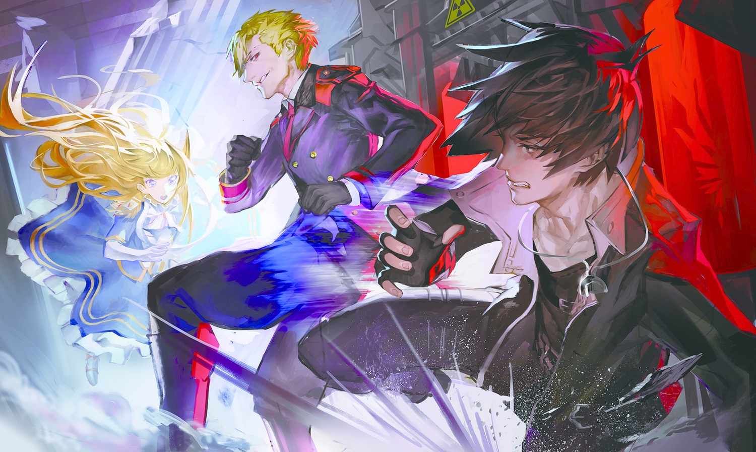 aituoku_(twh), blonde_hair, brown_eyes, brown_hair, gloves, long_hair, male, original