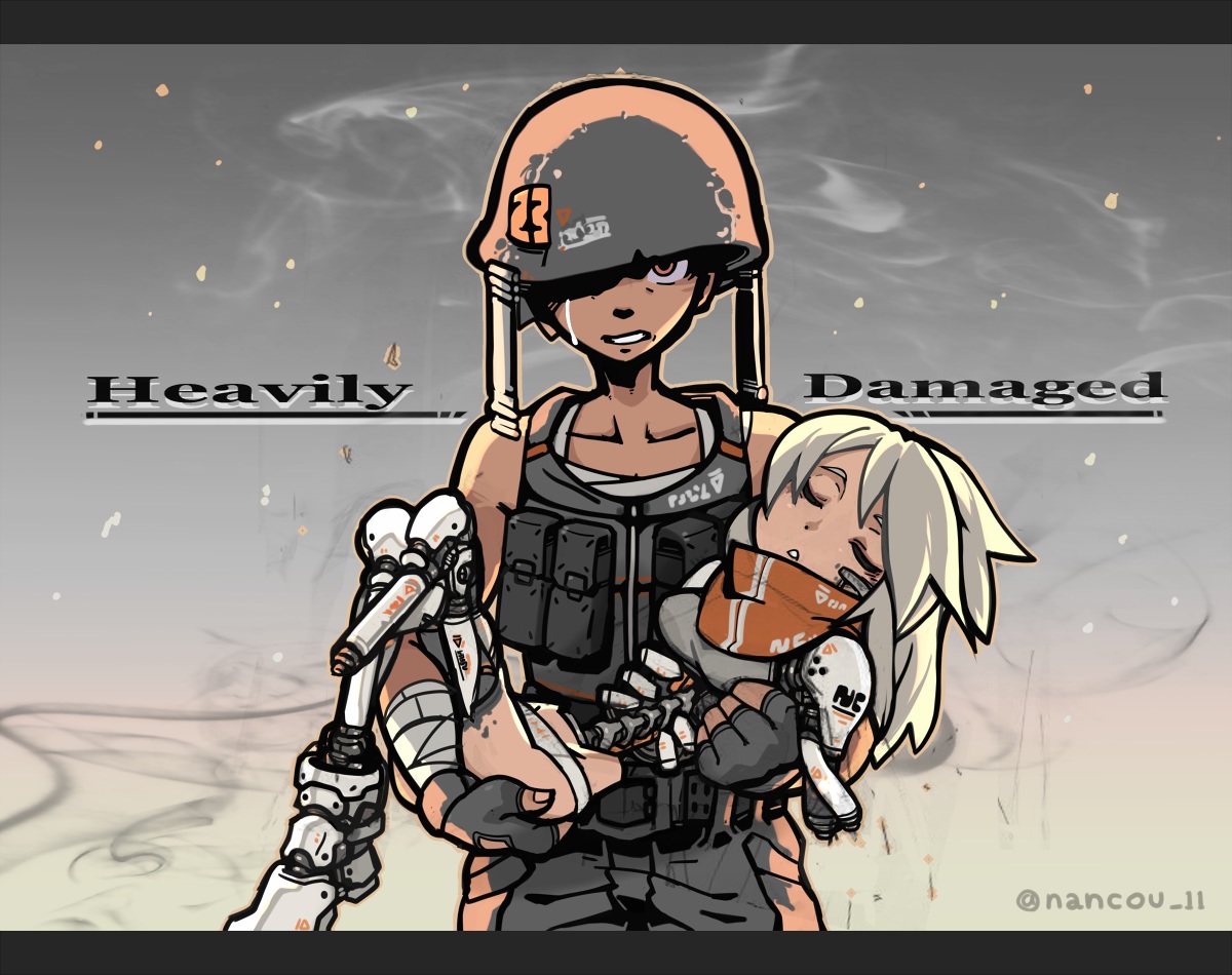 bandage, blonde_hair, gray, hat, long_hair, military, nancou_(nankou), original
