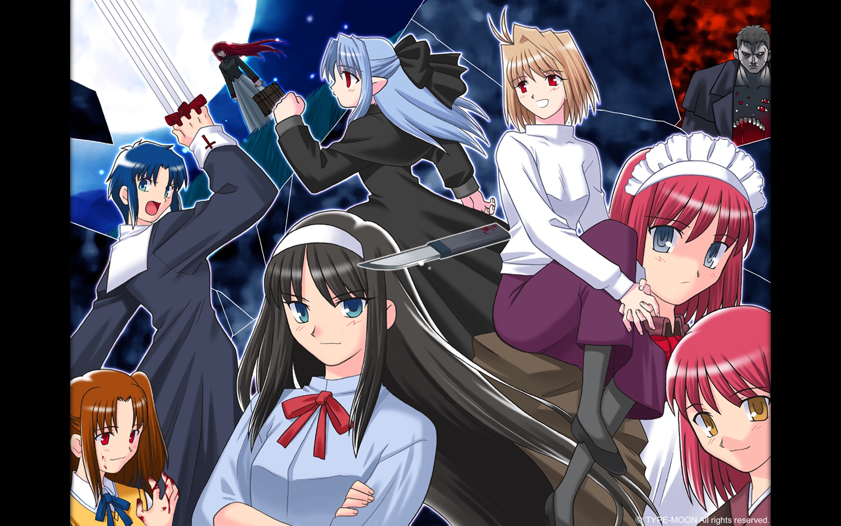 aozaki_aoko, arcueid_brunestud, ciel_(tsukihime), demon, hisui, kohaku, len, melty_blood