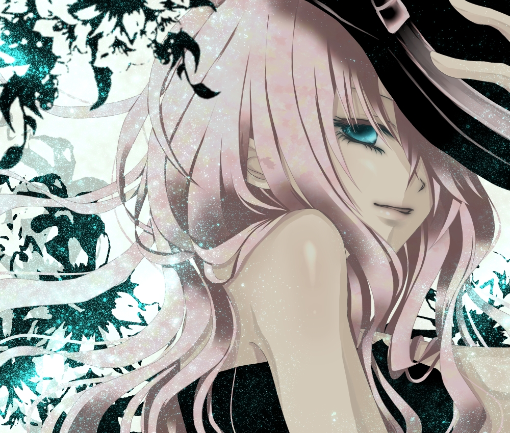 aonoe, aqua_eyes, blue_eyes, hat, megurine_luka, pink_hair, polychromatic, vocaloid