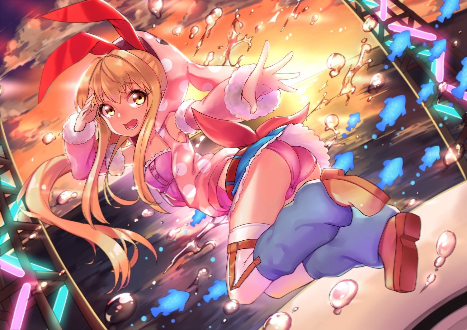 ass, blonde_hair, marin, panties, shennai_misha, thighhighs, umi_monogatari, underwear