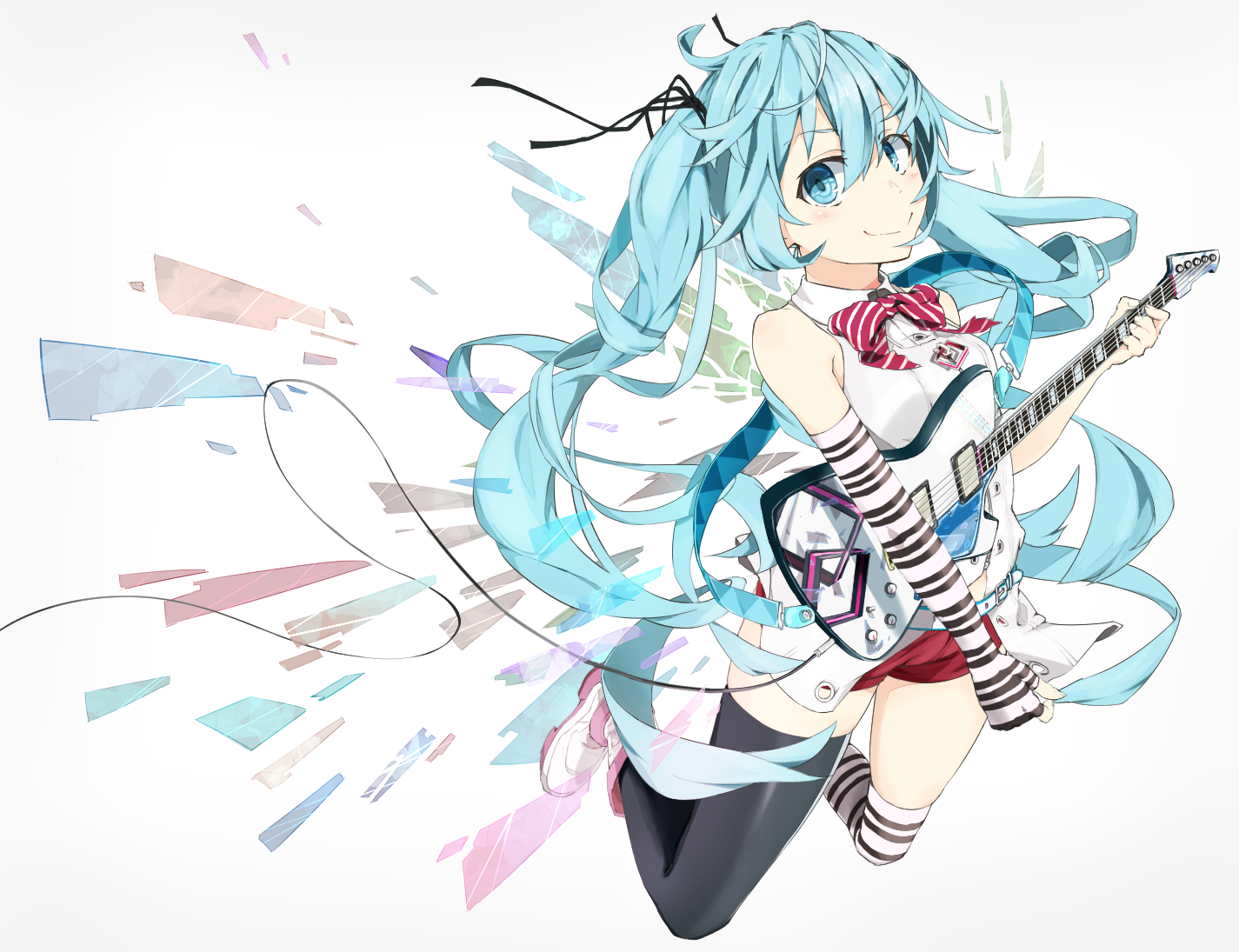 blue_eyes, blue_hair, guitar, hatsune_miku, instrument, long_hair, piisu, twintails, vocaloid