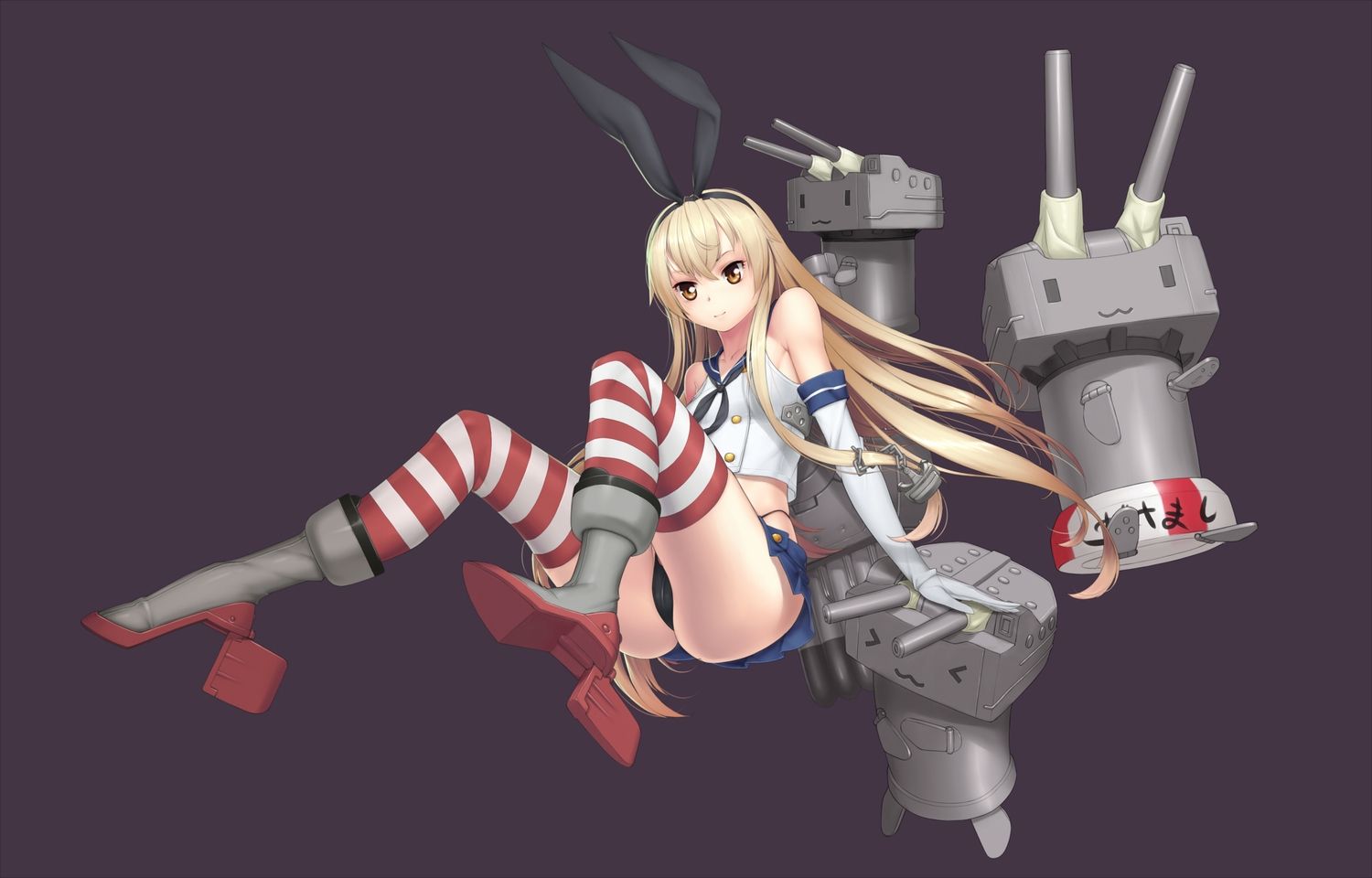 anthropomorphism, elbow_gloves, gloves, headband, kantai_collection, long_hair, panties, rensouhou-chan, shimakaze_(kancolle), skirt, thighhighs, underwear, zealt