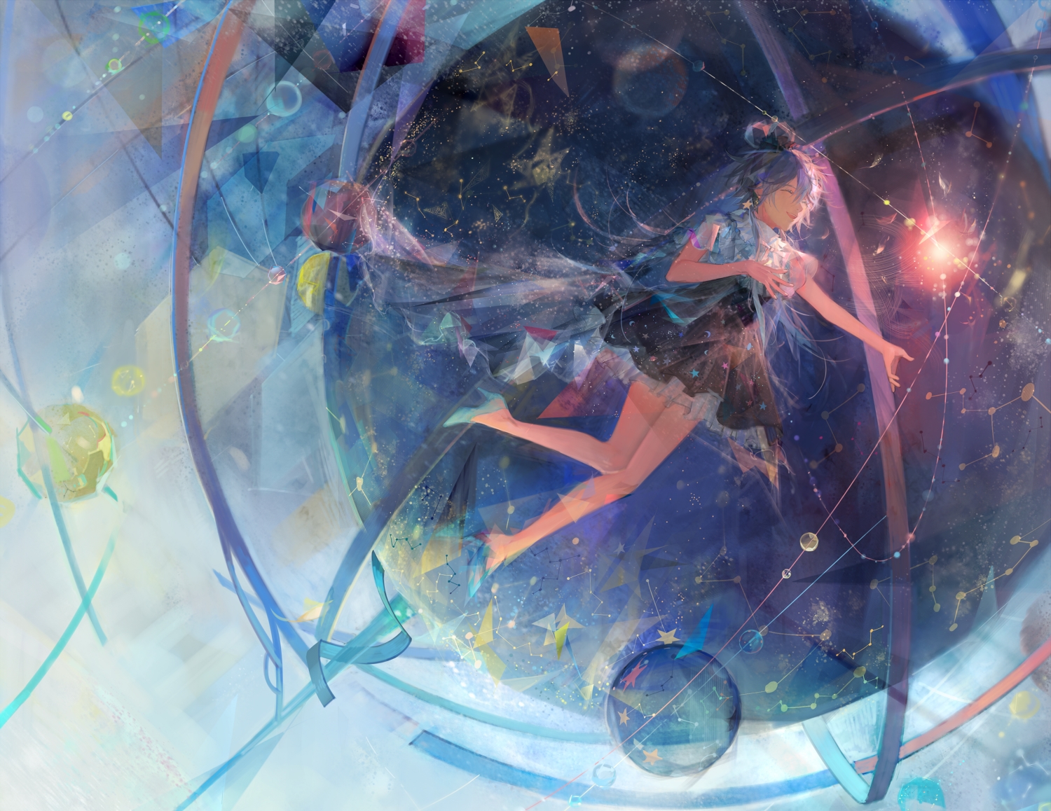 dress, gray_hair, long_hair, luo_tianyi, tang_elen, twintails, vocaloid, vsinger
