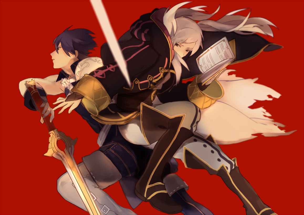 blue_hair, book, boots, brown_eyes, chrom_(fire_emblem), fire_emblem, long_hair, male