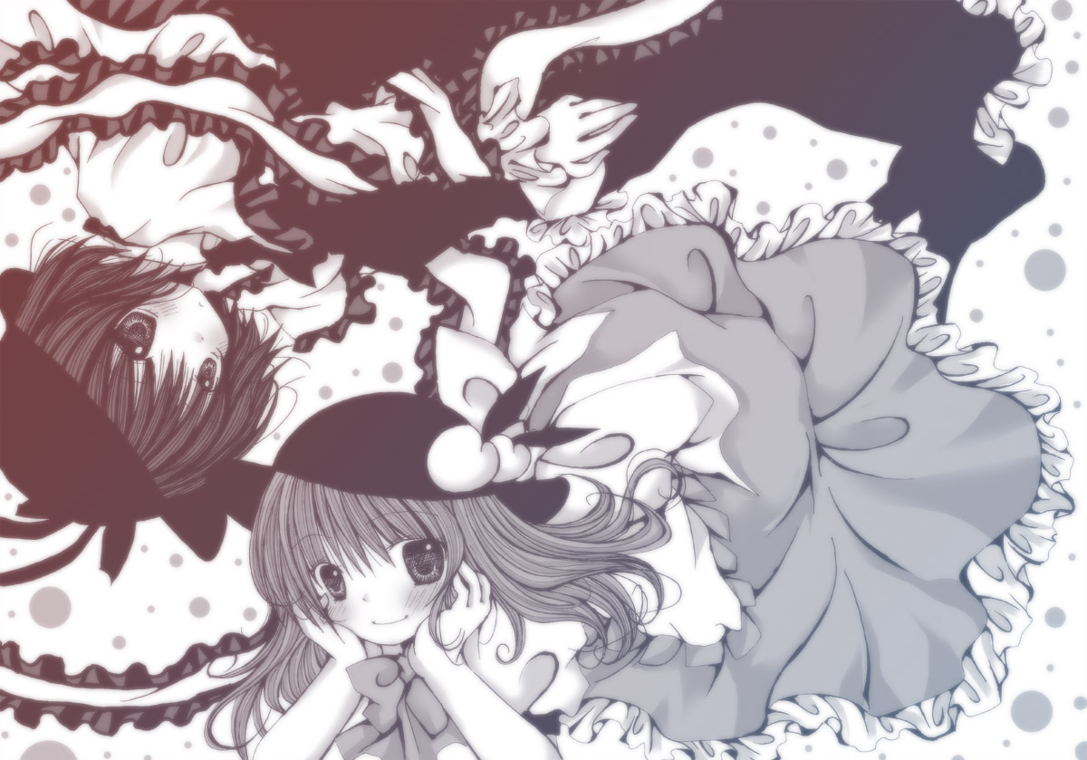 blush, dress, food, fruit, hat, hinanawi_tenshi, kasuga_sunao, long_hair