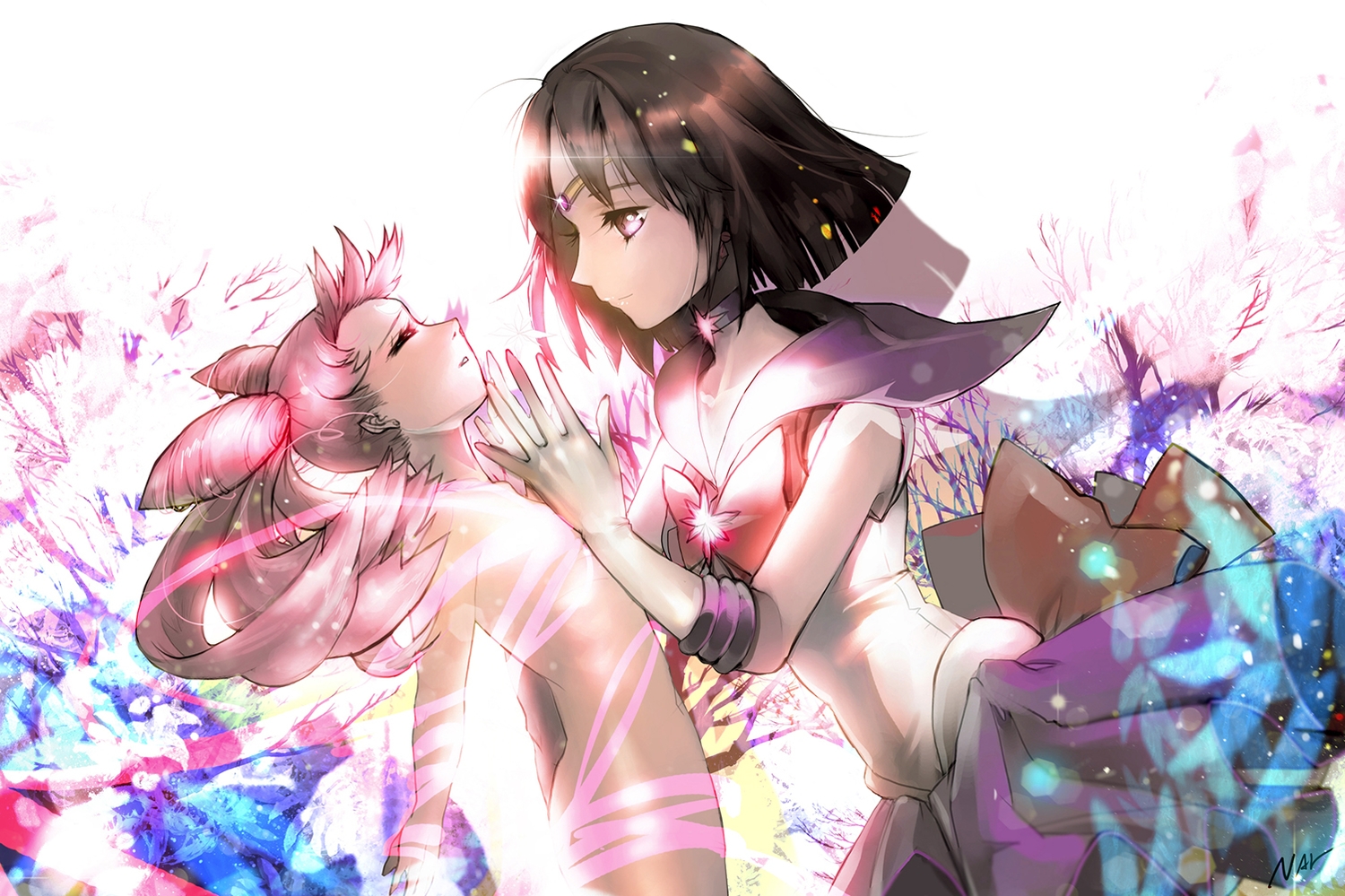 brown_hair, chibiusa, choker, dress, gloves, headdress, long_hair, nal_(nal's_pudding)