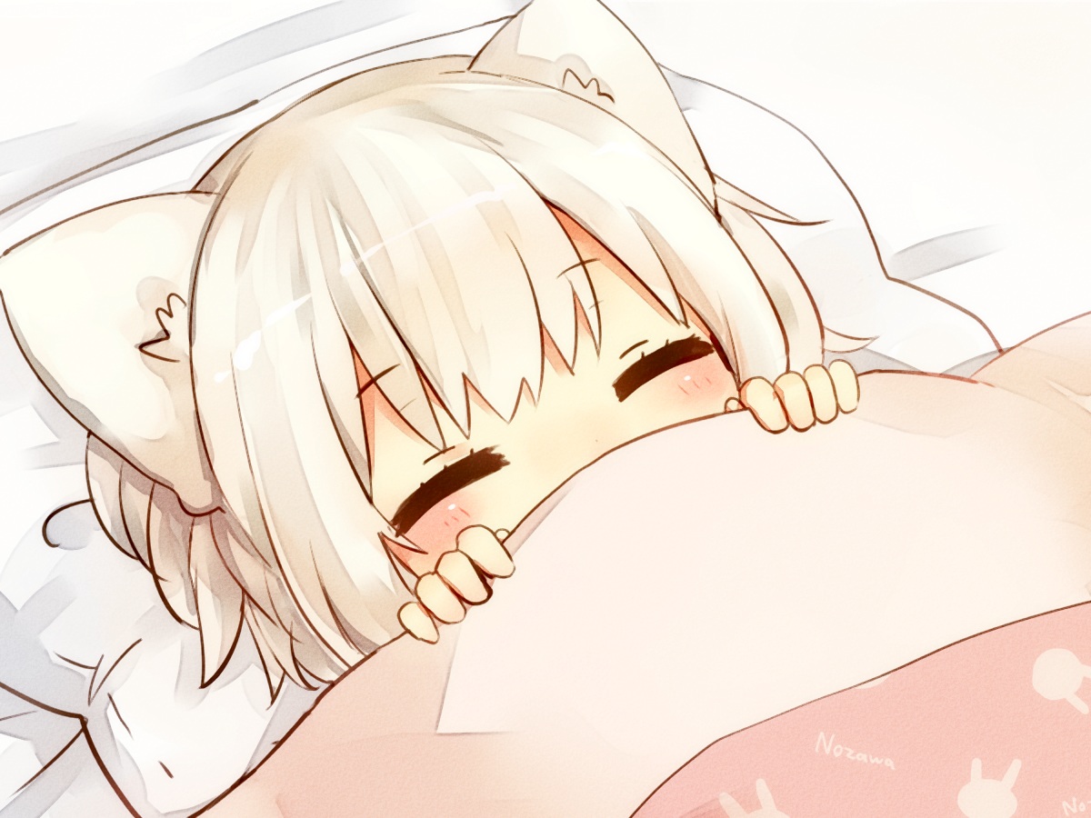 animal_ears, bed, close, inubashiri_momiji, sad_fuka, short_hair, sleeping, touhou, white_hair, wolfgirl
