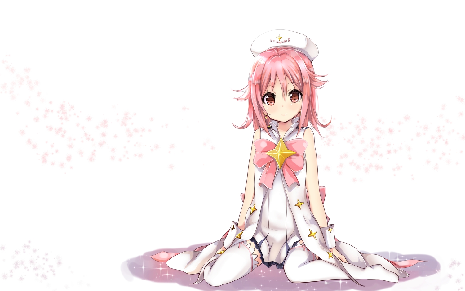 amano_kouki, hat, houkago_no_pleiades, pink_eyes, pink_hair, subaru_(houkago_no_pleiades), white