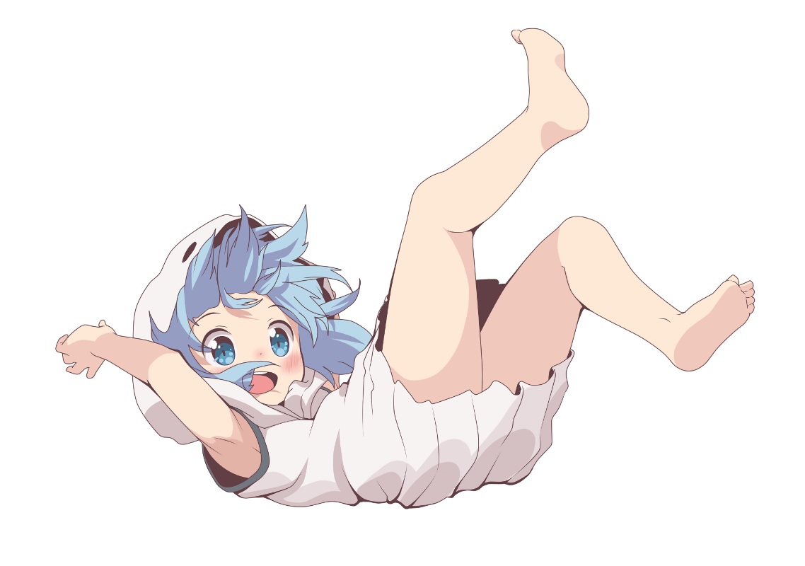 aliasing, aoi_tori_(artist), blue_eyes, blue_hair, blush, hood, loli, original, short_hair, teru-chan_(aoi_tori), white