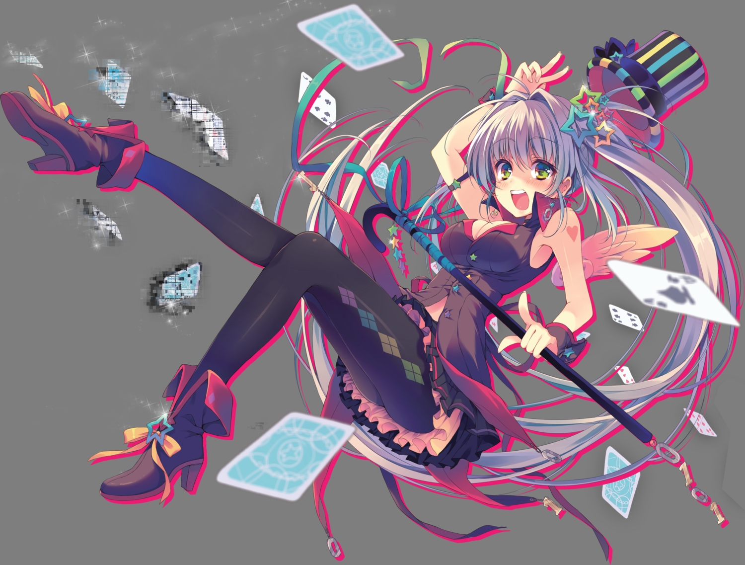 hat, long_hair, original, pantyhose, reia, tattoo, transparent, wings