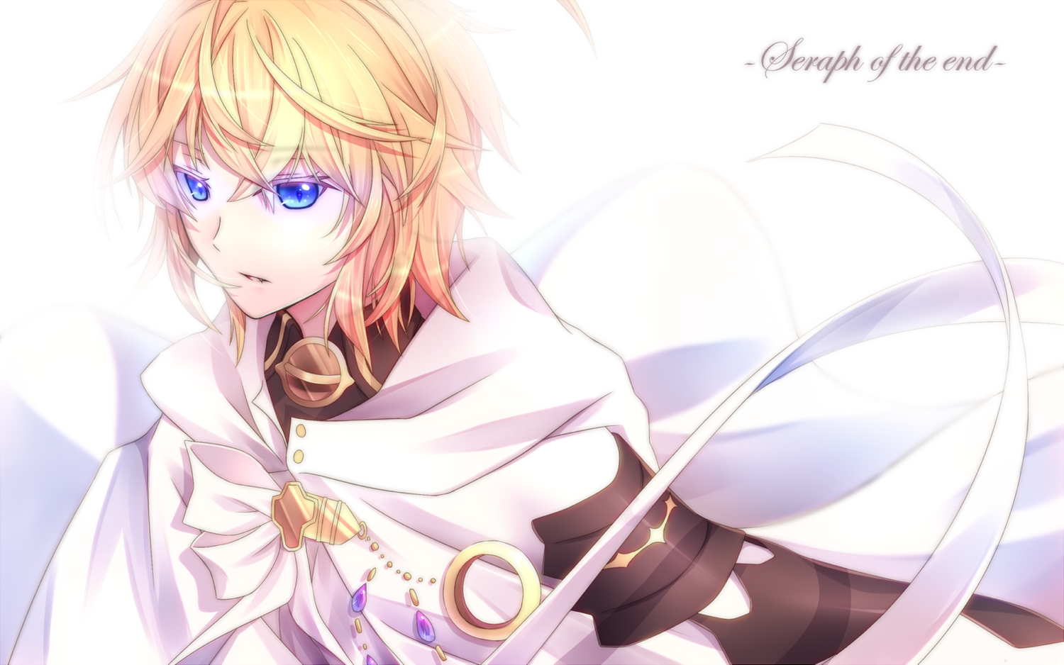 all_male, aqua_eyes, blonde_hair, cape, fang, hood, hyakuya_mikaela, kawasaki_toiro