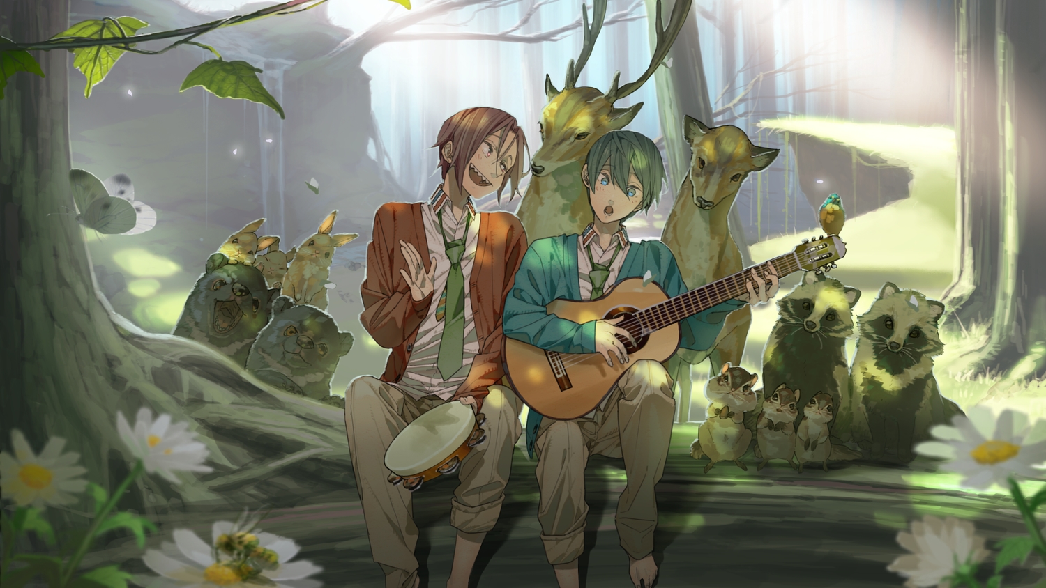 all_male, animal, barefoot, bear, bird, butterfly, forest, free!
