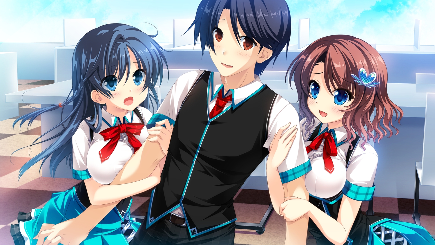 cocoro@function!, endou_chie, game_cg, hayami_taiyou, male, pulltop, yuzuriha_hijiri