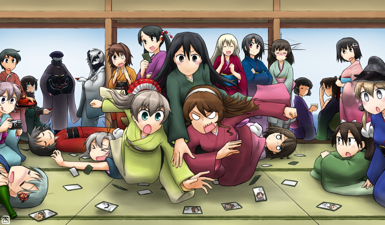anthropomorphism, aoba_(kancolle), aqua_eyes, ashigara_(kancolle), atago_(kancolle), black_eyes, black_hair, brown_hair
